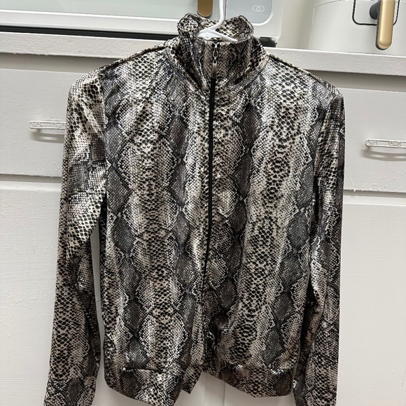 Vintage 90s Mirror Image Snake Print Velour Zip Jacket Size Small - Picture 1 of 3